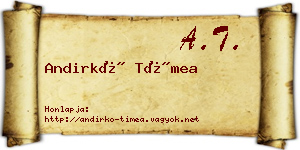Andirkó Tímea névjegykártya